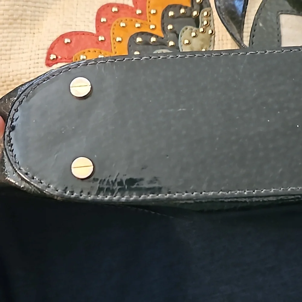 Tory Burch Cream Canvas Tote with Black Trim and Multicolor Butterfly Appliqués